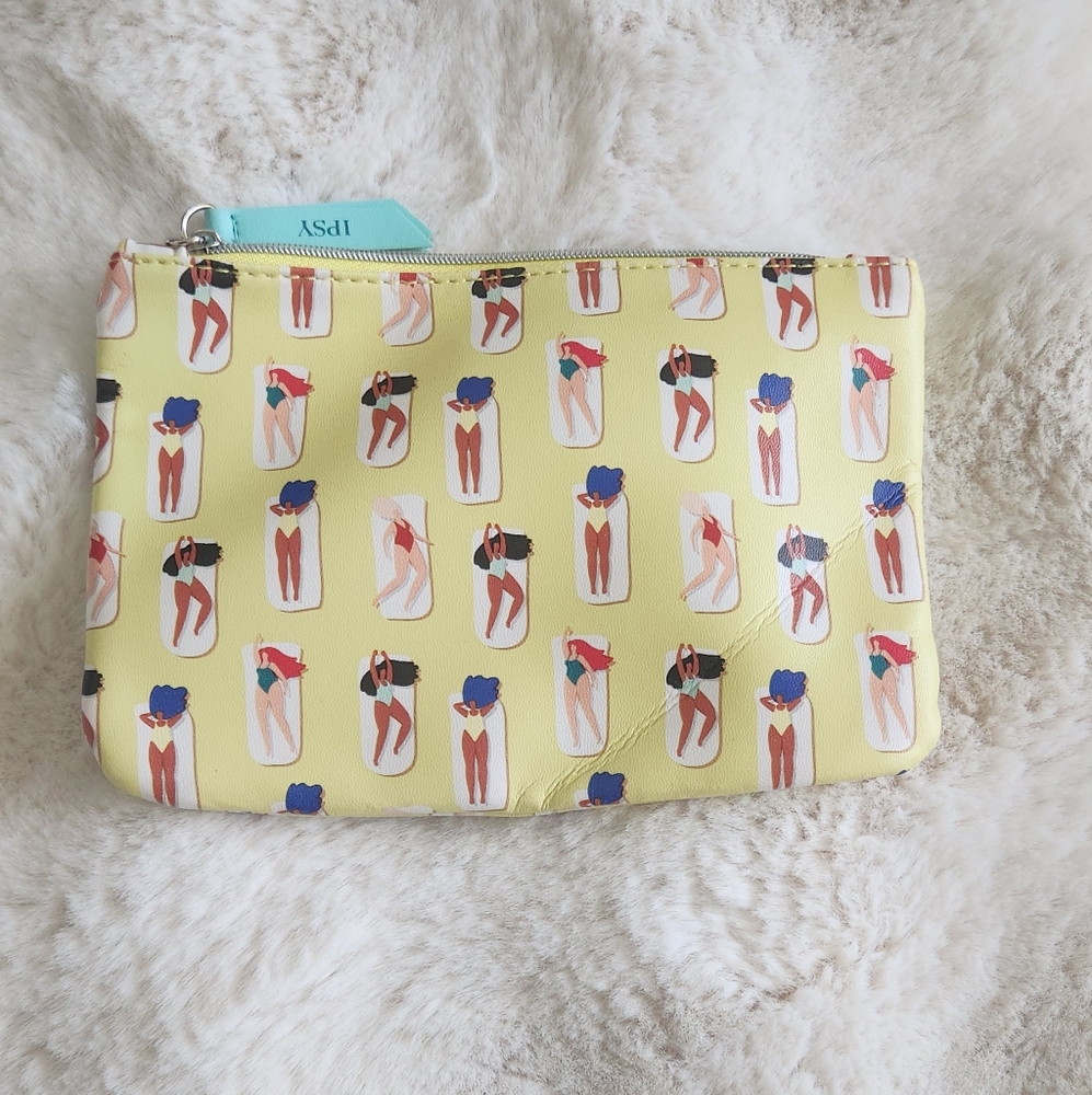 NEW Ipsy Yellow Pouch with Swimmer Print